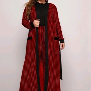 2 piece red & black suit with belt